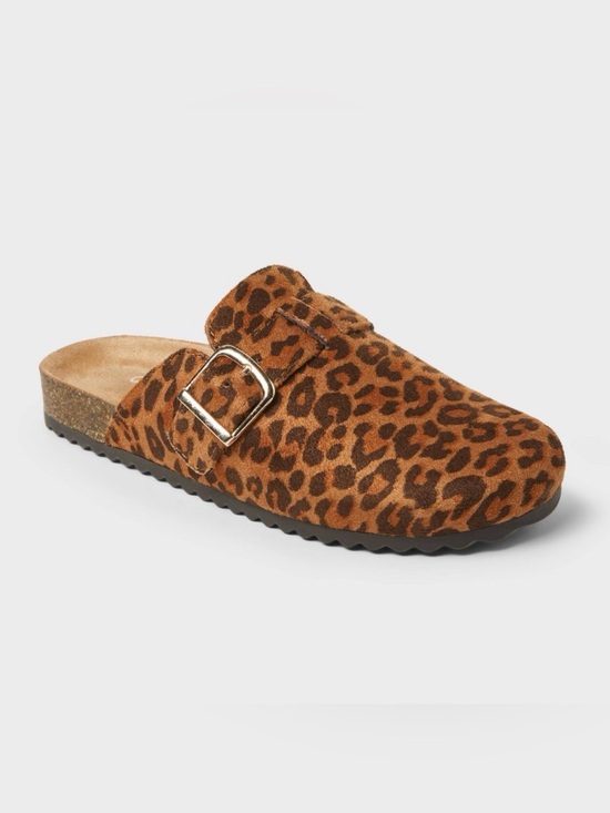 Cat & Jack Other - Cat & Jack Kids Leopard Print Slip-On Mule with Gold Buckle - Brown